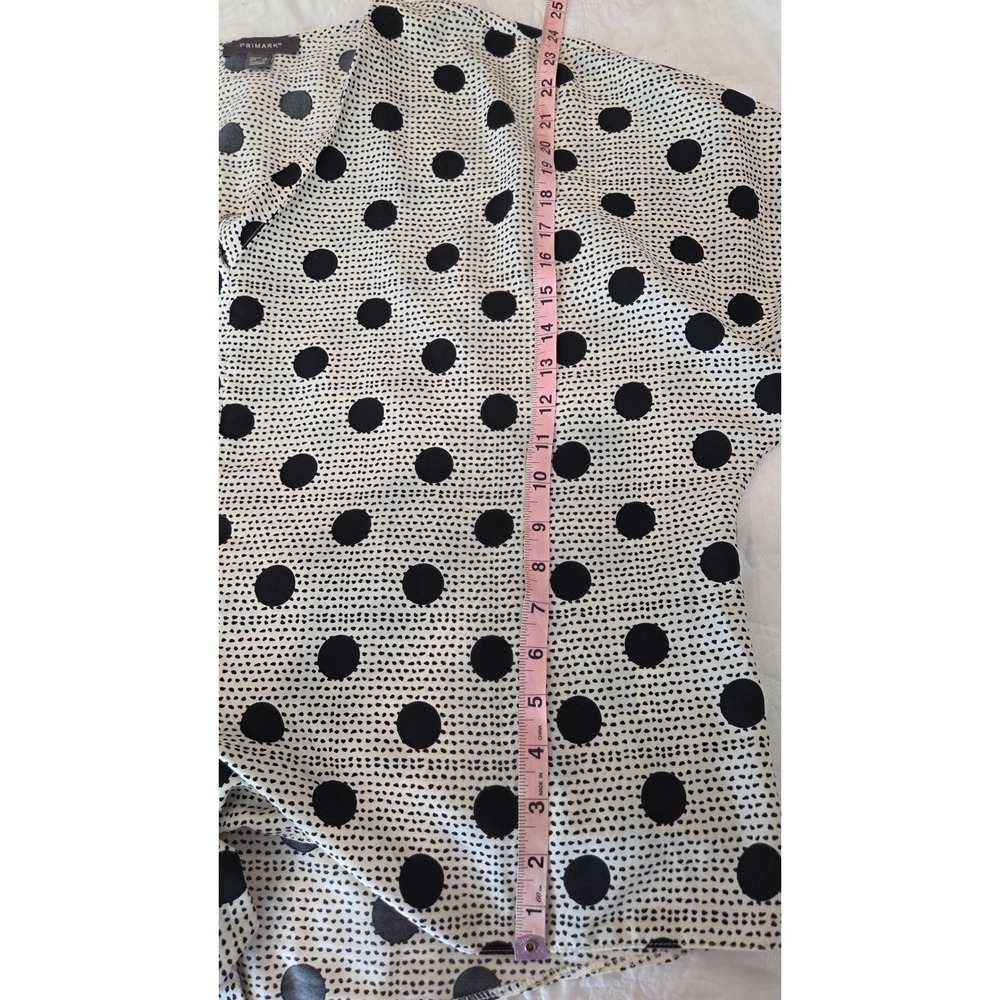 Primark Polka Dot Tie Front V Neck Long Sleeve Blouse Top Women Size 14 Modern - Picture 5 of 10